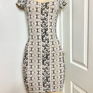 Charlotte Russe. Bodycon Dress  Ivory Black Cage :